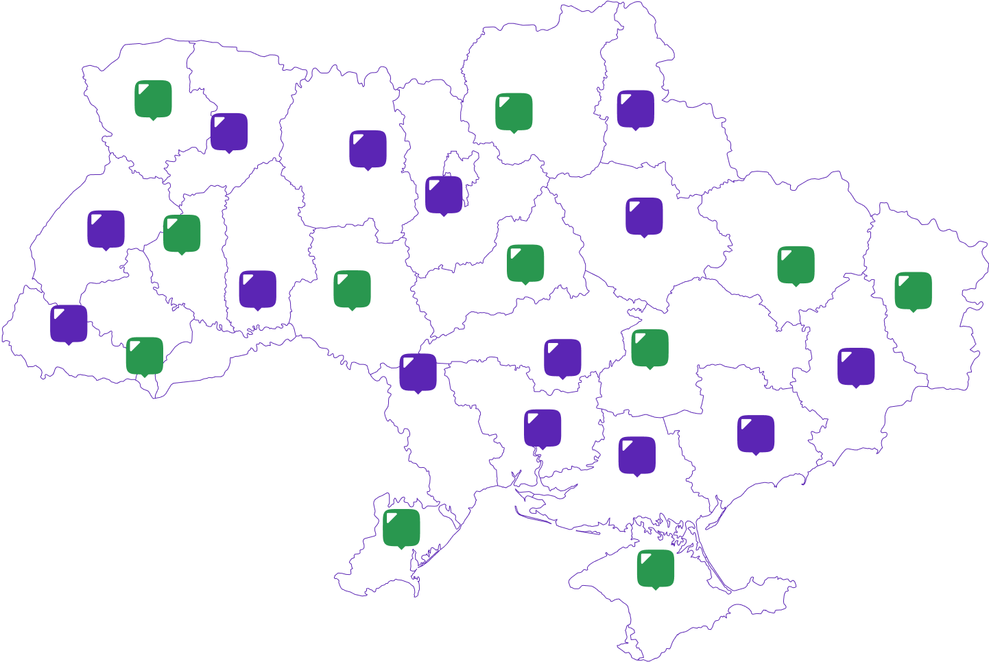 Pinezki firm na mapie Polski